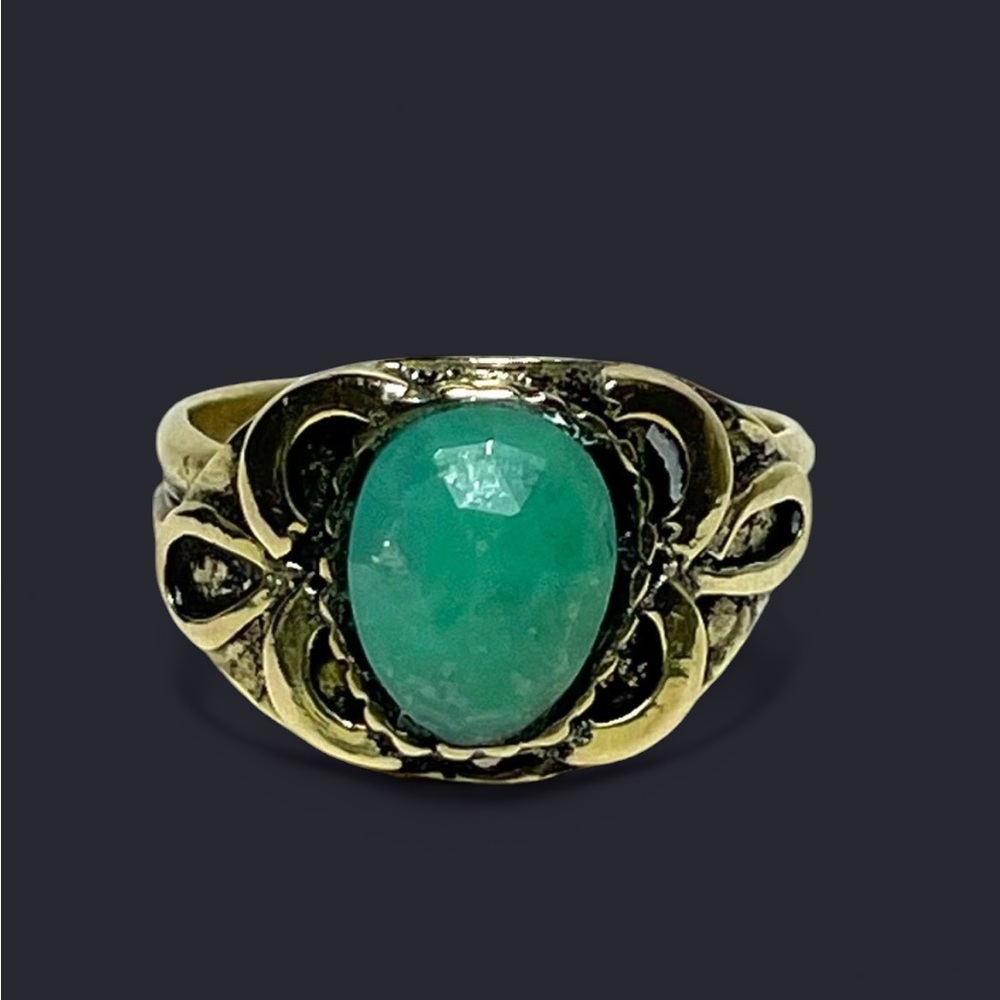 Rose Cut Chrysoprase + Brass Ring (7)